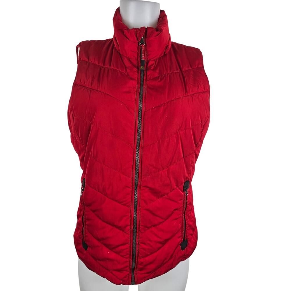 Green Tea Red Fleece Lined Winter Warm  Pockets Women's Vest Jacket M